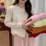 Women Knitted Cardigan Female with Hearts Button Coat
