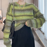 Women Knitted Pullover Autumn and Winter Striped Sweater Sweater