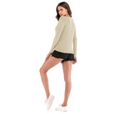 Women Knitted Sweater Blue Long Sleeved Skinny Knitted Top