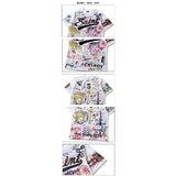 Hip-hop t-shirts: american graffiti cartoon hand-painted creative all-over print illustration short-sleeve summer loose fit hip-hop tee