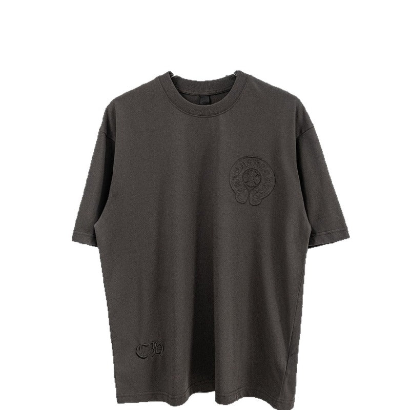 Ch hip-hop t shirts ch short-sleeved horseshoe patch embroiderloosecasualpure cotton american short-sleeved