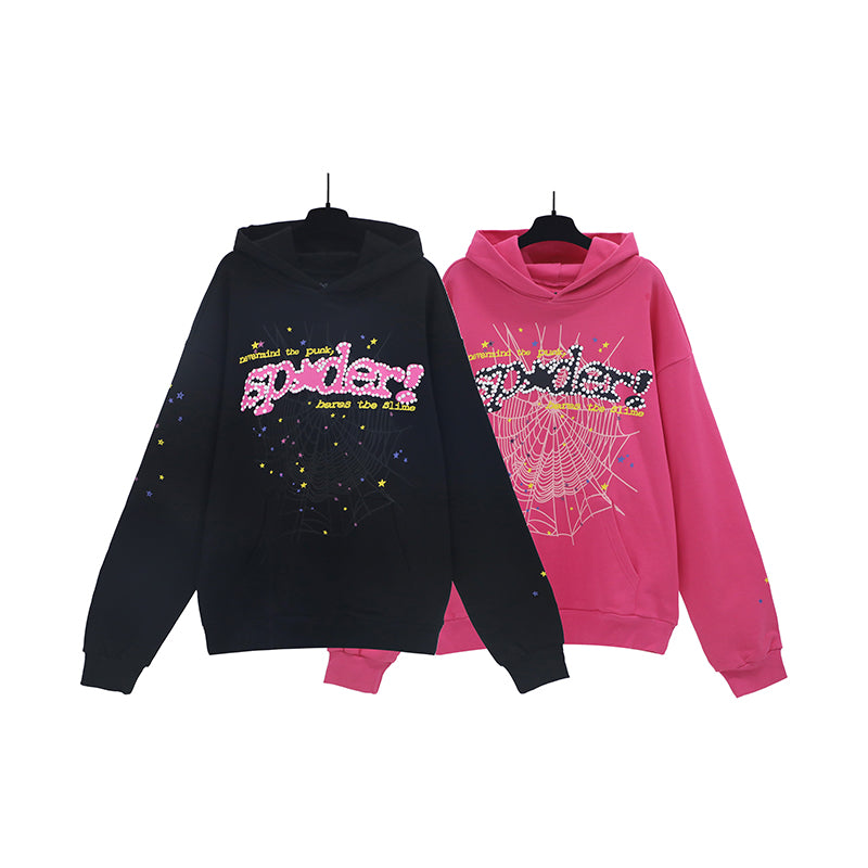 Sp5der Hoodie Cobweb Puff Print Pure Cotton