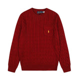 Rl small malaf casualtopswoolflap pocket pantsembroiderpullover round neck knitting shirt couplesweatshirtsweater