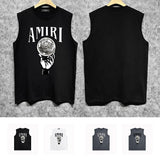 Amiri tank top hand held planet printing