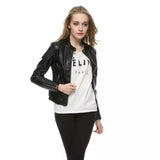 Women Leather Jacket Autumn and Winter Leather Coat Short Jacket Zipper Casual Coat