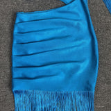 Women Evening Dress Tassel Dress Sexy Tight Hollow out Bandage Gown