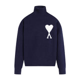 Ami high collar knitting shirt fall and winterlong sleevesloose big heart jacquardtopspulloversweaterwool couple
