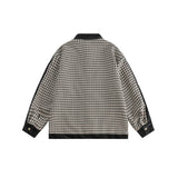 Unisex Jacket Houndstooth Jacket Men and Women Couple Loose Lapels Plaid Jacket