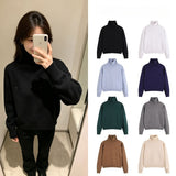 Ami araunrif big heart high collar pullover knitting shirt fall and winter coupletops wool long sleevesloose