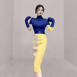 Women Maxi Dress Autumn and Winter Turtleneck Slim Fit Hip Knitwear Dress