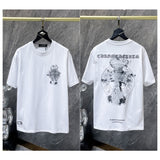 Ch hip-hop t shirts chstereo sanskrit embroider cross loosecasualpure cotton american heavy weight short sleeves