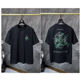 Ch hip-hop t shirts ch short-sleeved graffiti sanskrit washed and worn horseshoe embroidery loose casual pure cotton american heavy weight