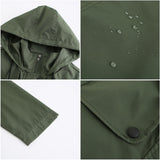 Women Trench Coat Long Cardigan Hooded Coat Outdoor Raincoat