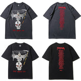 Hip-hop t-shirts: american streetwear kanye west yeezy inspired hip-hop skull print short sleeve youth trendy casual loose fit tee