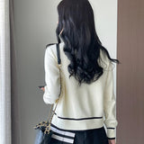 Women Sweater Knitwear Fall/Winter Classic Style Contrast Color V-neck Knitted Cardigan