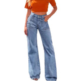 Women's pants: cross-border fashion, spring/summer denim jeans, loose fit, large pocket, vintage raw hem, wide leg