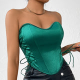 Women Party Tops Sexy Backless Fishbone Cinched Waist Waistcoat