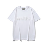 Hip-hop t-shirts: american high street style, short-sleeve, letter ess embossed, relaxed fit, crew neck tee