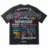 Hip-hop t-shirts: american streetwear, rep lettering, colorful print, vintage crew neck, short sleeve tee - trendy style