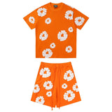 Denim Tears Outfit:T Shirt/Shorts (Separate Purchase Options) Puff Print Short Sleeve T-shirt Loose Couple Shorts Suit