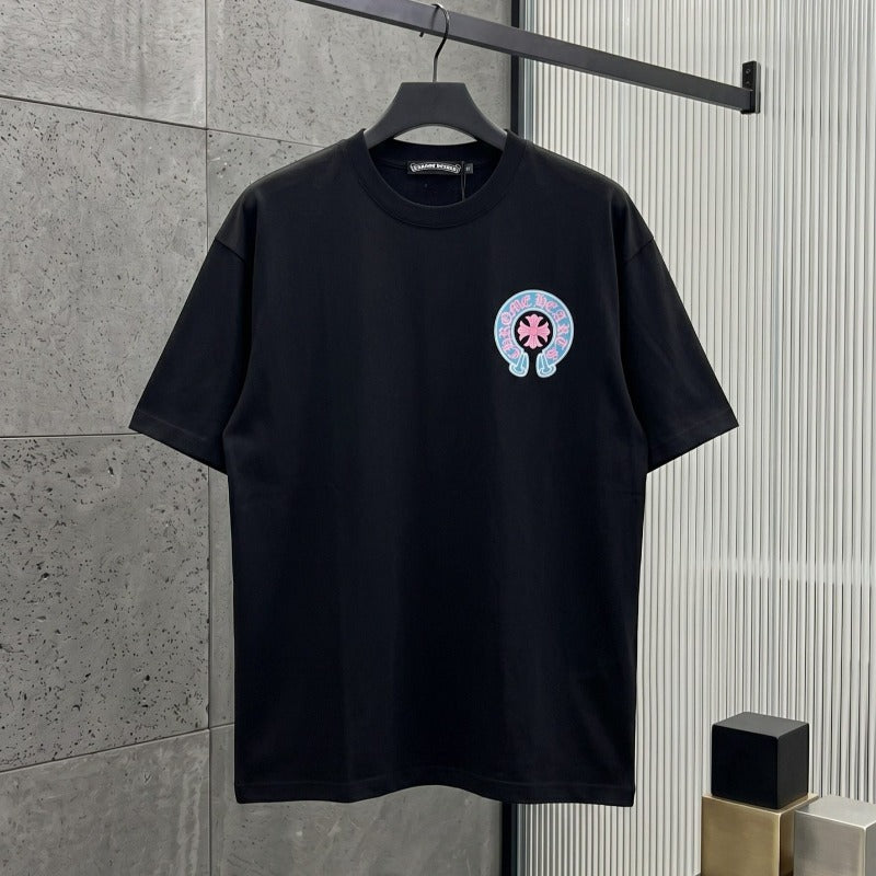 Ch hip-hop t shirts ch short-sleeved classic sanskrit horseshoe printingloosecasualpure cotton american heavy weight