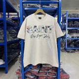 saint m t shirts s.m landscape letter graphic crew neck pullover short sleeve top