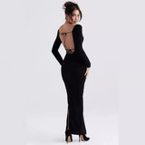 Women Dresses Long Sleeve Bandage One-Piece Dress Elegant Square Collar Party Dress (Ont0408)