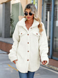 Women Trench Coat Fall and Winter Lapels Long Sleeve Loose Breasted Plush Jacket