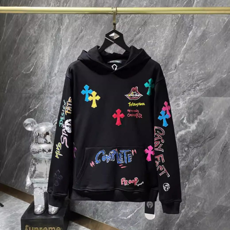 Chh Chrome Hearts Hoodie Color Sanskrit Hand Painted Graffiti Hooded Sweater