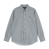 Polo shirtfall and wintercasualcoupleloosetopsshirtplaidrlraf little spurembroiderlong sleeves
