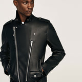 Men Motorcycle Jacket Faux Leather Knight Jacket 1966/300 Long Zipper