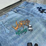 CHH Chrome Hearts Jeans Metal Logo Decoration