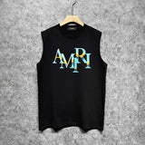 Amiri tank top gradient overlapping letterprinting