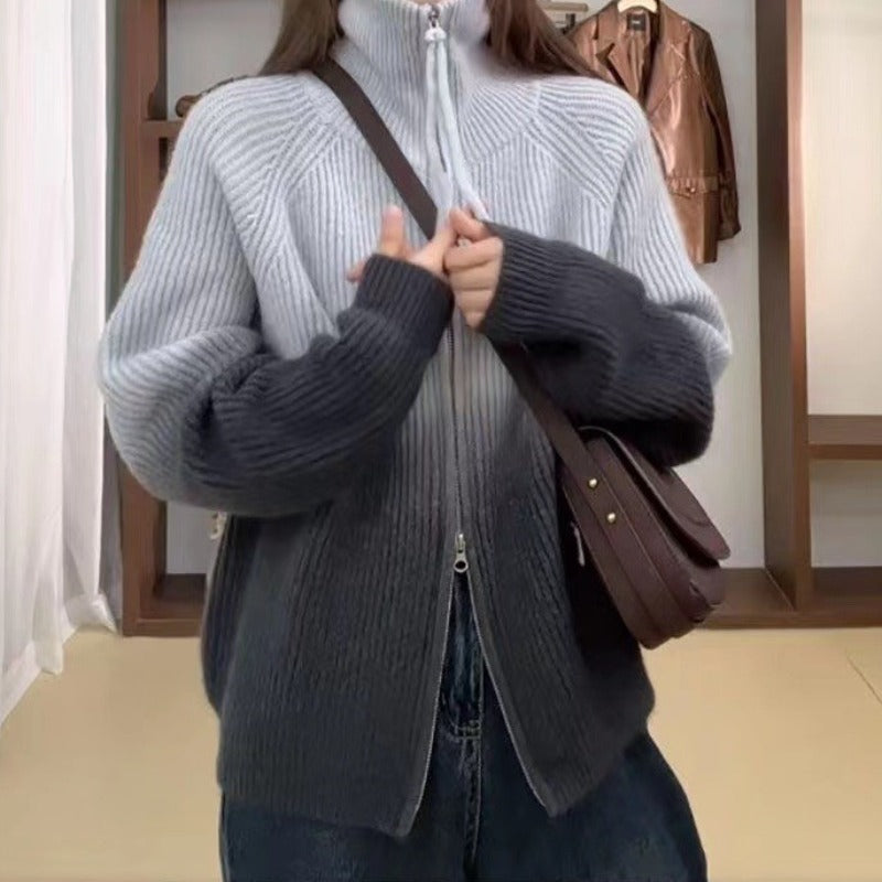 Women Knitwear Fall and Winter Lapels Sweaters Cardigan