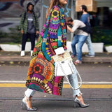 Women Trench Coat Autumn and Winter Loose Printed Woolen Coat Printed