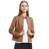 Red Leather Jacket Autumn and Winter Leisure Leather Motorcycle Jacket