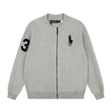 Rl ralph lauren pony casual knit wool cardigan - racing inspired open front women's autumn/winter crew neck cardigan - relaxed fit