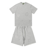 Denim Tears T shirt & Shorts 2 Piece Set Rhinestones