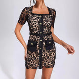 Women's Evening Dress Casual Lace Hollow Short Sleeve Dress