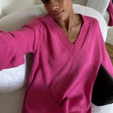 Ladies Leisure Knitwear V-neck Autumn and Winter Sweater Loose Casual Sweater