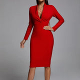 Women's Evening Dress Sexy V-neck Long Sleeve Bandage One-Piece Dress
