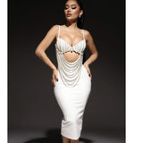 Women Dresses Bandage Dress Sexy Summer Hollow-out Camisole Banquet Party Dress Skirt (Ont0408)
