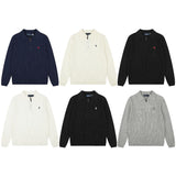 Polo collar rl ralph pony half zipper pullover knittingfall and winter sweatertops couple casualloose