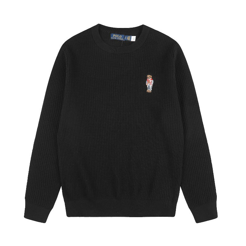 Rl small malav bear embroidercasual wool couple sweatshirtsweatertopspullover round neck knitting shirt