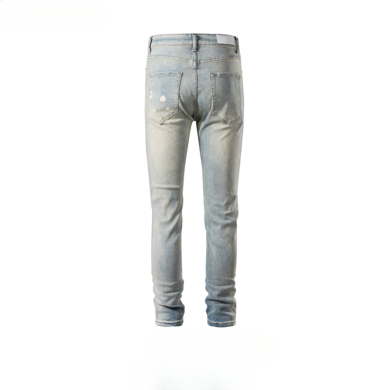 MIJKO Men Vintage Pants MIJKO High Street Paint Washed Old Jeans