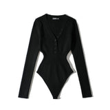 Women Sweater Knitwear Autumn and Winter Knitting Bottoming Shirt Sexy Tight Long Sleeve V-neck Jumpsuit
