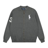 Rl ralph lauren pony racing element crewneck cardigan - relaxed fit knit wool sweater jacket for women - autumn/winter