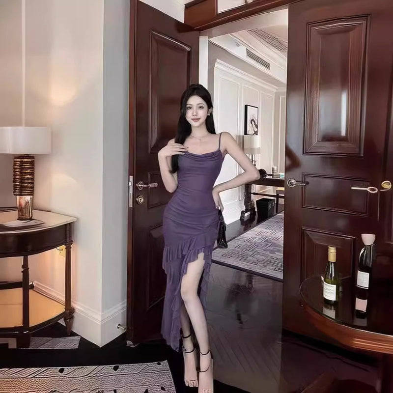 Women Dresses Split Dress Summer Suspender Skirt