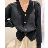 Women Knitted Cardigan Sweater Spring and Autumn V-neck Long Sleeve Top