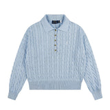 Rl ralph pony wool sweatersweatertopsknittingfall and winterpolo collarcasualpullover macaron couple